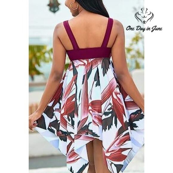 Bucota Floral Swimdress Tankini Swimsuit Size M - Picture 3 of 6